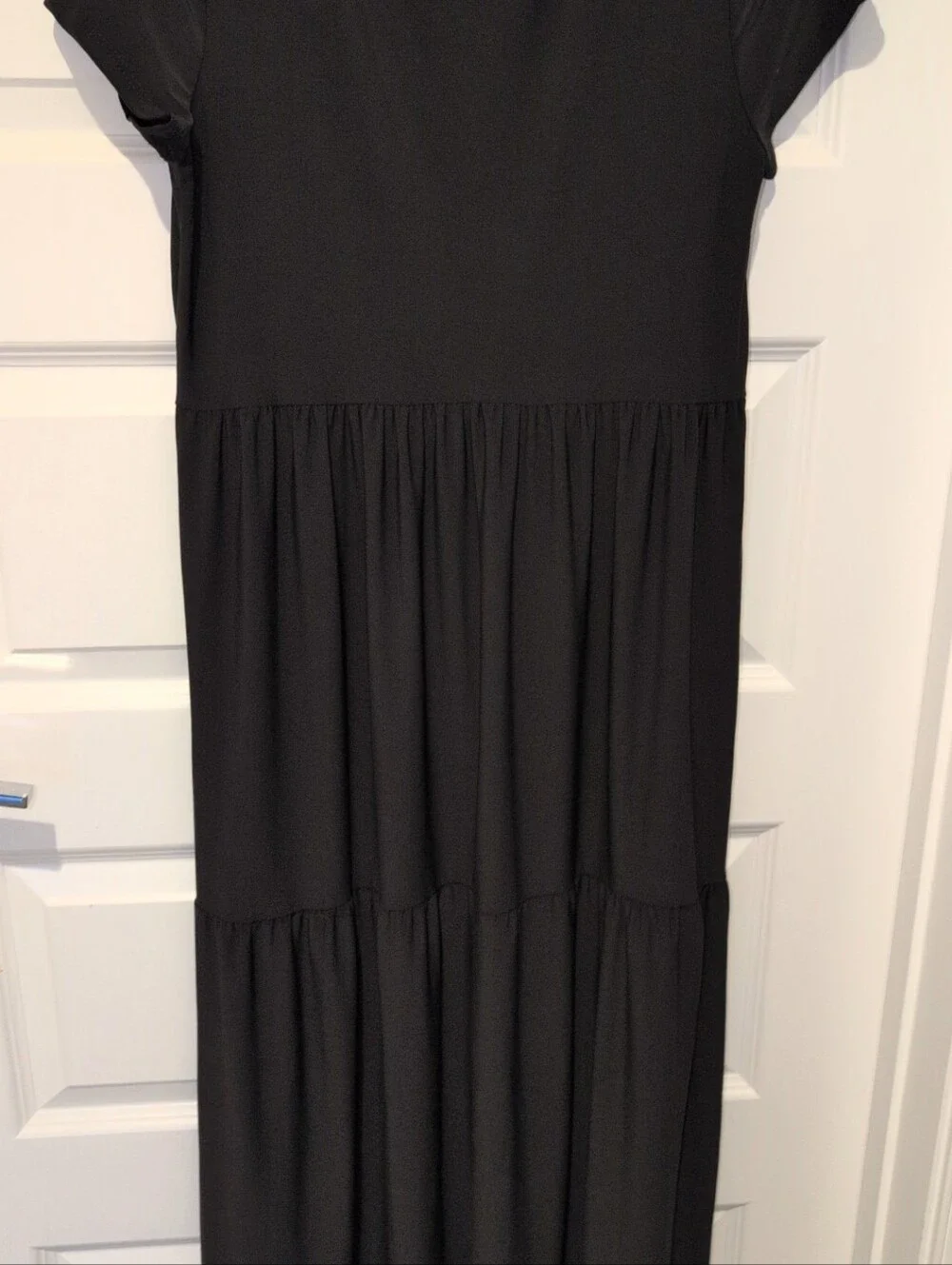 Nicole Miller Black Short-Sleeve Tiered Maxi Dress - Picture 9 of 9